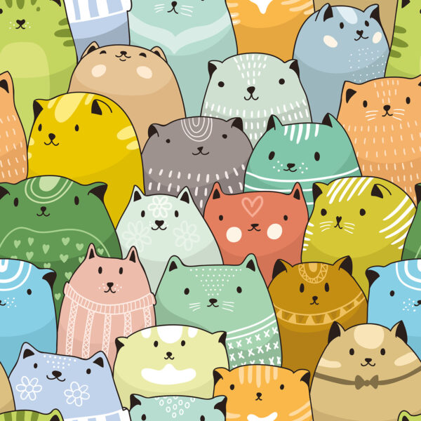Group of cats in different colors u87551p 600x600 - Group of cats in different colors - tegory