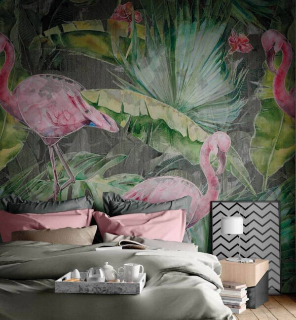 Pink flamingo and green leaves u86689pib1m 600x648 - Pink flamingo and green leaves - tegory