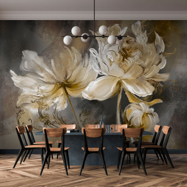 Painting of flowers on a surface Painting of flowers on a surface