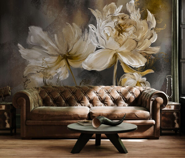 Painting of flowers on a surface Painting of flowers on a surface
