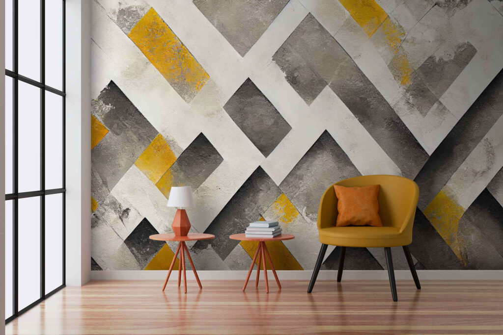 Grey and yellow painted wall Grey and yellow painted wall