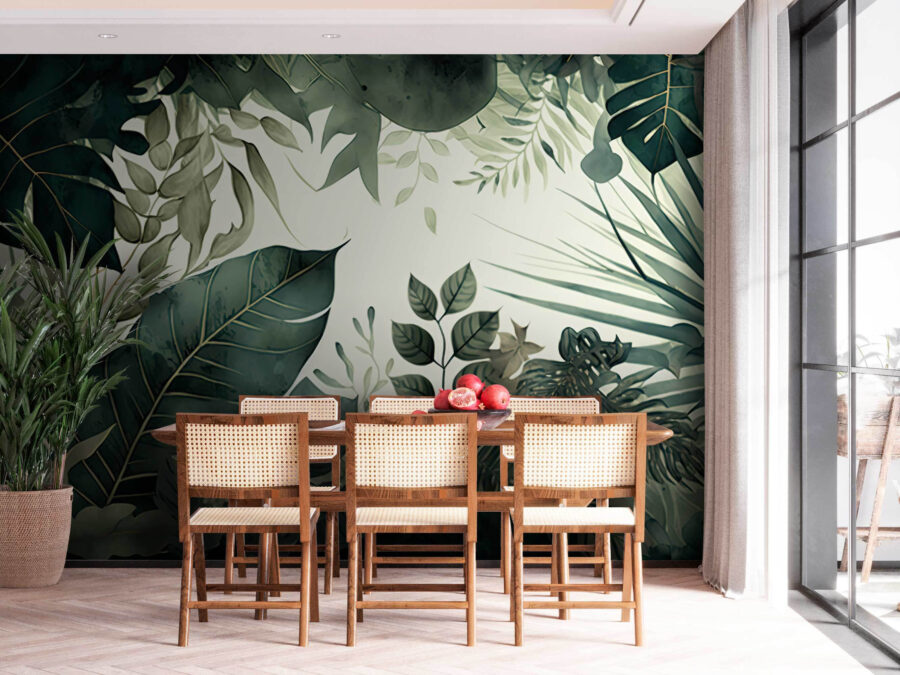Lush green leaves in vibrant tones.