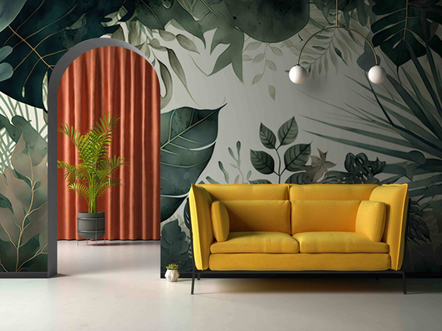 Lush green leaves in vibrant tones.