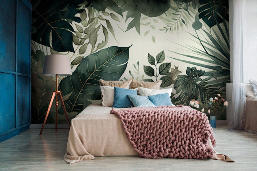 Lush green leaves in vibrant tones.