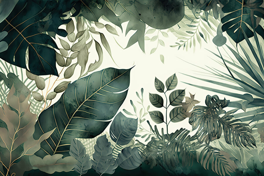 Lush green leaves in vibrant tones.