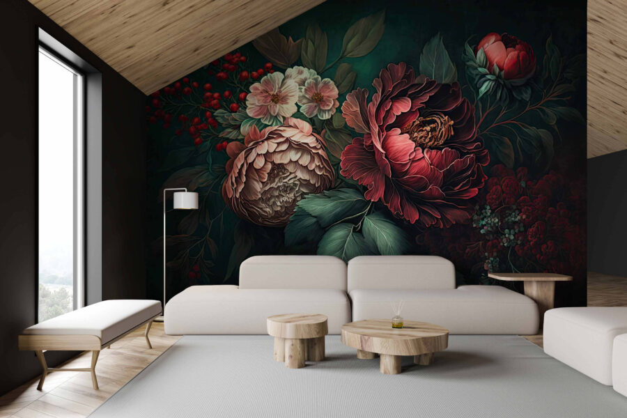 Painting of flowers and leaves Painting of flowers and leaves