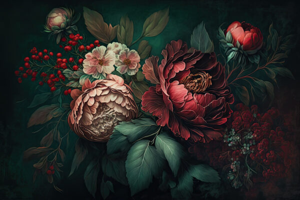 Painting of flowers and leaves Painting of flowers and leaves