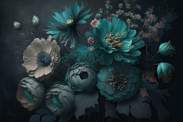 Elegant floral arrangement in cool tones. Elegant floral arrangement in cool tones.