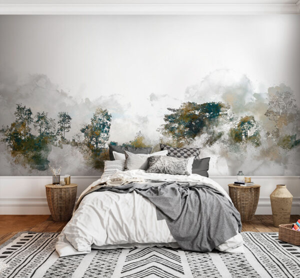 Watercolor of trees and clouds Watercolor of trees and clouds