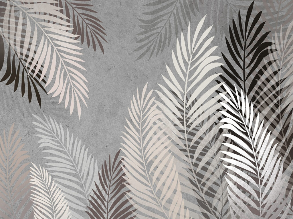 Grey and white leaf pattern Grey and white leaf pattern
