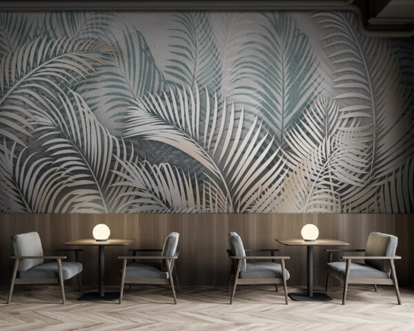Group of leaves on a wall Wall murals Group of leaves on a wall