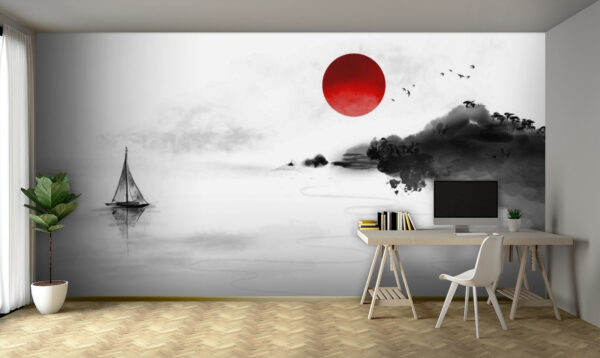 Painting of a boat in the water Painting of a boat in the water