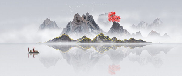 Mountain range with a red tree in the middle of the water u72981p 600x250 - Mountain range with a red tree in the middle of the water - tegory