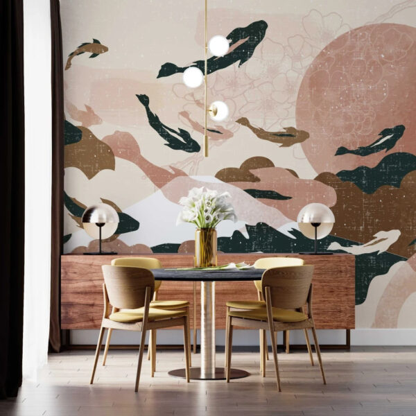 Wall murals Painting of fish in the sky Wall murals Painting of fish in the sky