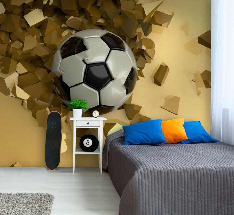 Wall murals Football ball in a pile of broken pieces - Image 2