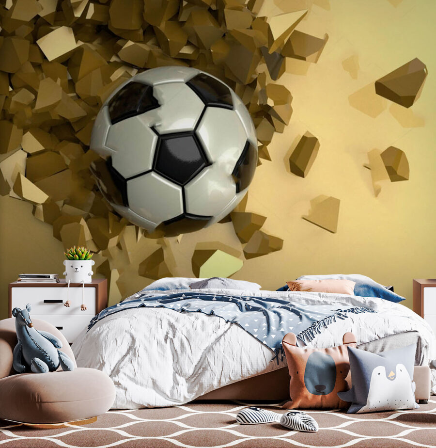 Wall murals Football ball in a pile of broken pieces