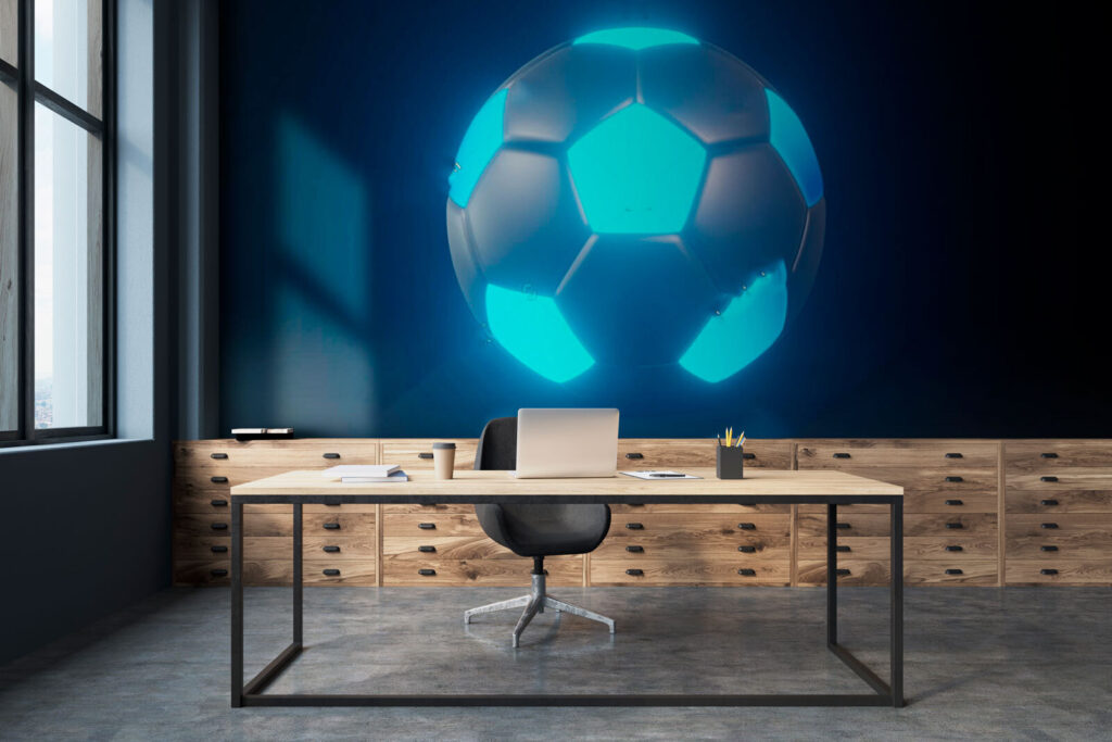 Football ball with blue lights Football ball with blue lights
