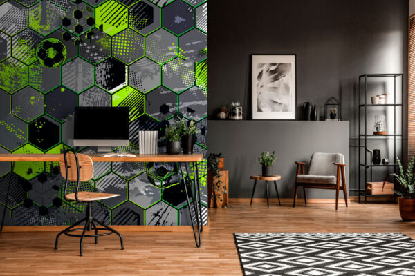 Pattern of hexagons and football balls Pattern of hexagons and football balls