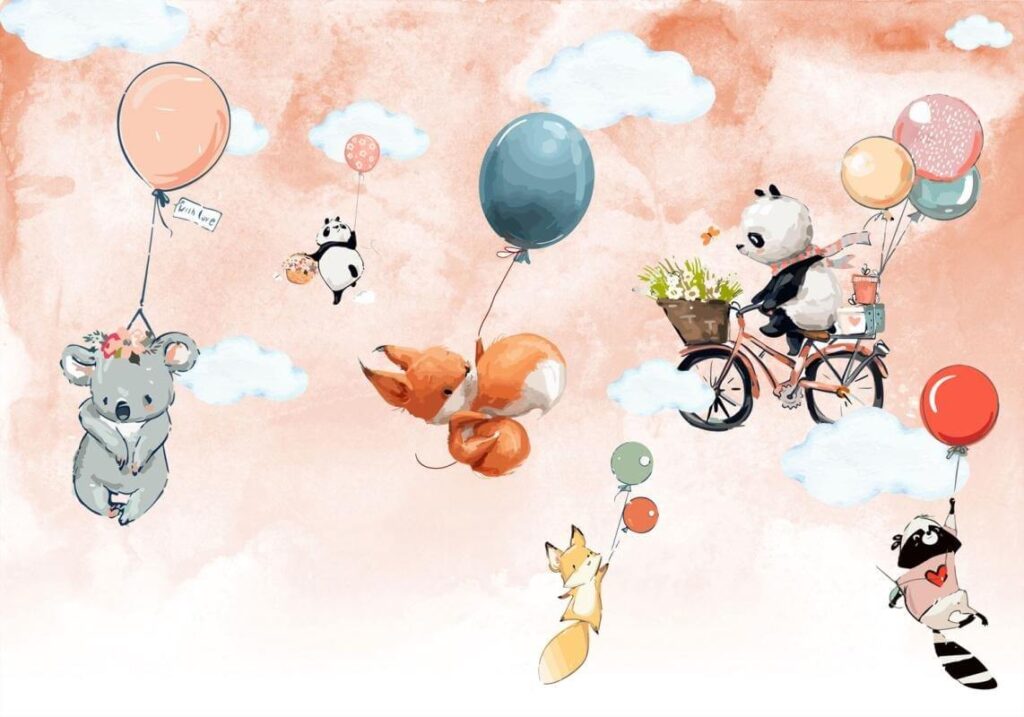 Cartoon animals flying with balloons u72757p 1024x717 - Cartoon animals flying with balloons - tegory