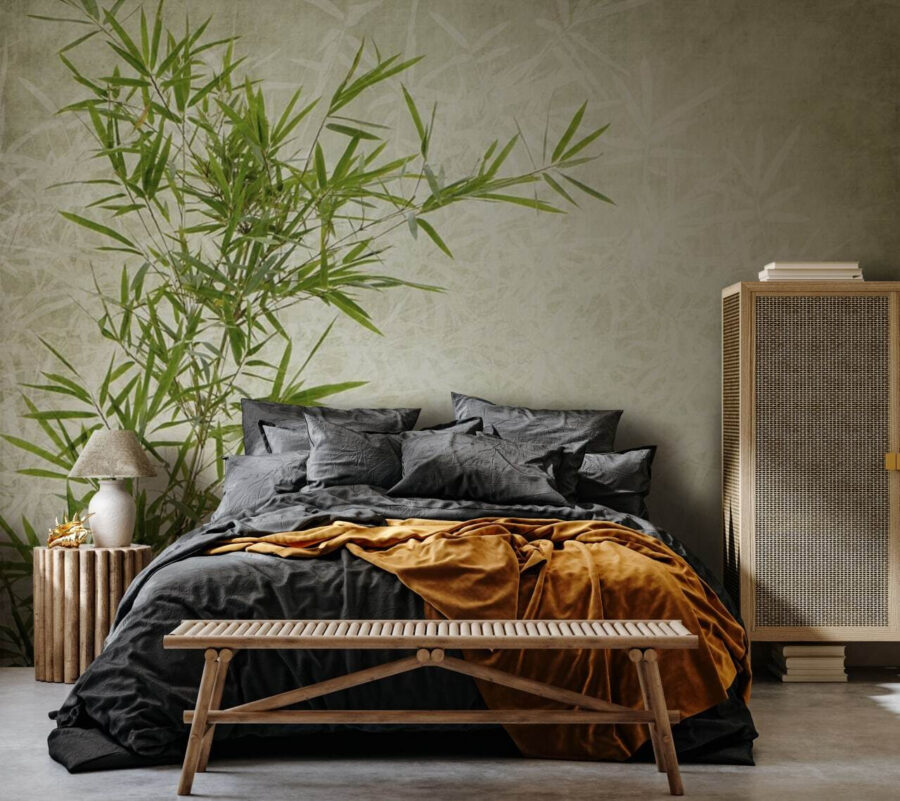 Wall murals Lush bamboo against a textured background.