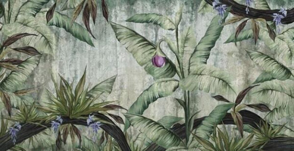 Wallpaper with a banana tree and flowers Wallpaper with a banana tree and flowers