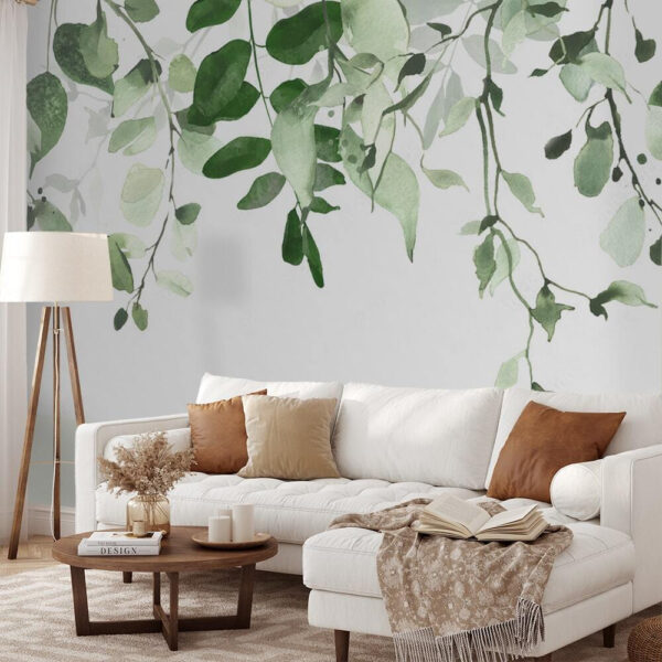 Elegant green leaves background design. Elegant green leaves background design.