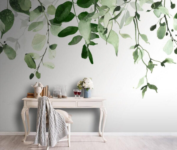 Elegant green leaves background design. Elegant green leaves background design.