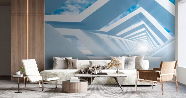 Wall murals White structure with blue sky and clouds Wall murals White structure with blue sky and clouds