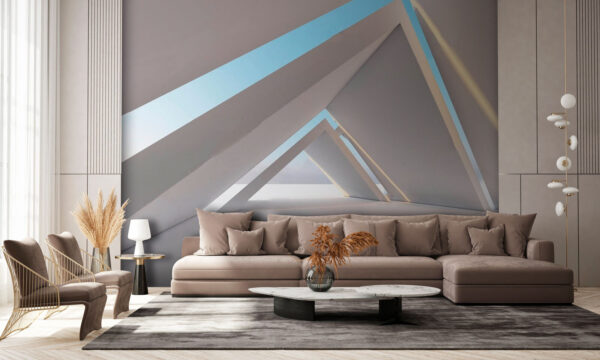 White room with triangular shapes White room with triangular shapes