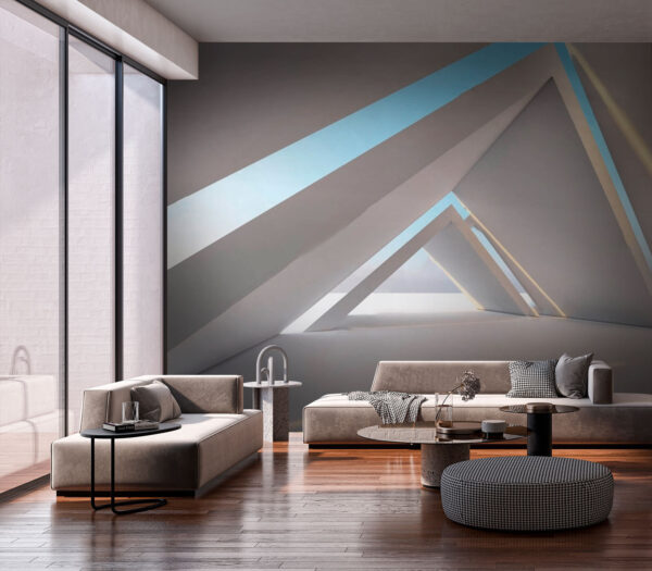 White room with triangular shapes White room with triangular shapes