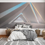 Wall murals White room with triangular shapes