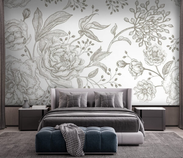 Wall murals Delicate floral pattern on a light background Wall murals Delicate floral pattern on a light background