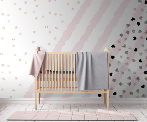Pink and white striped background with small hearts u72195pir3 600x496 - Pink and white striped background with small hearts - tegory