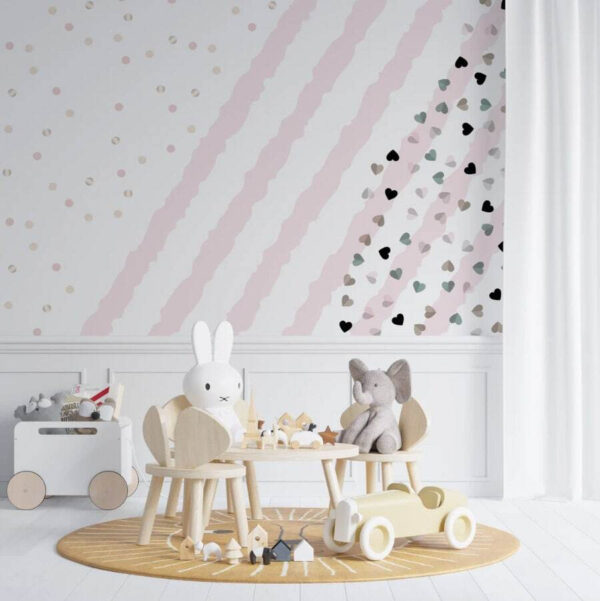 Pink and white striped background with small hearts u72195pir2 600x601 - Pink and white striped background with small hearts - tegory