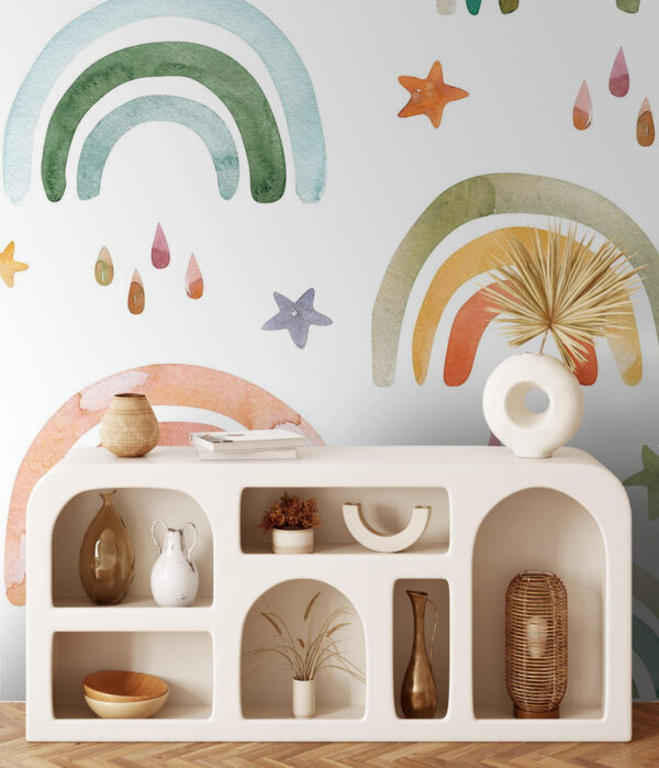 Pattern of watercolor rainbows and stars u72183pir3 600x699 - Pattern of watercolor rainbows and stars - tegory