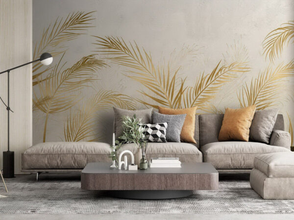 Elegant Palm Leaves on Neutral Background Elegant Palm Leaves on Neutral Background
