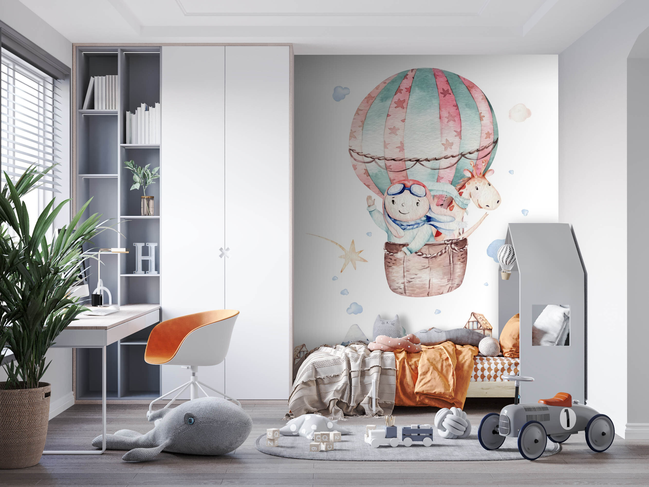 u72079pir1m - Watercolor illustration of a person in a hot air balloon - tegory