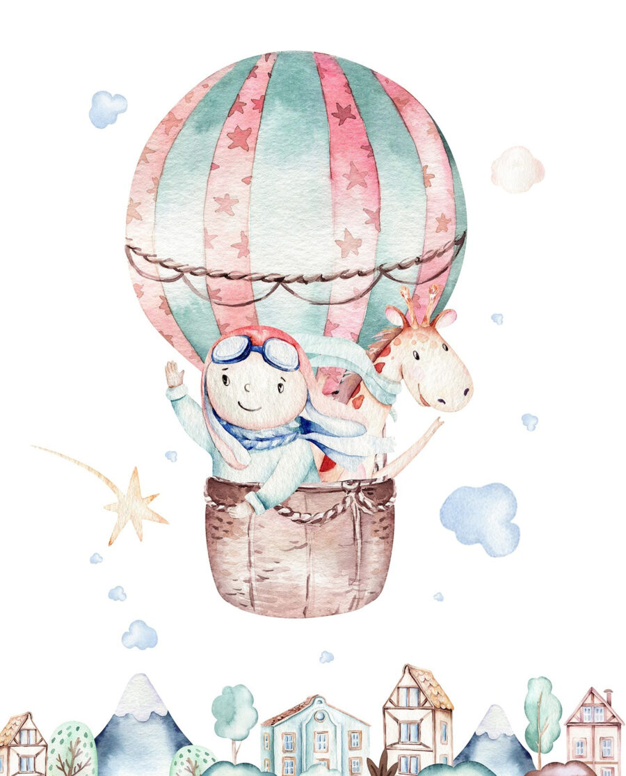 u72079p 900x1115 - Watercolor illustration of a person in a hot air balloon - tegory