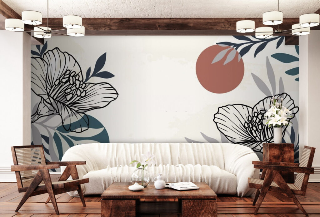 White background with black and white flowers and leaves u71814pig1m 1024x695 - White background with black and white flowers and leaves - tegory