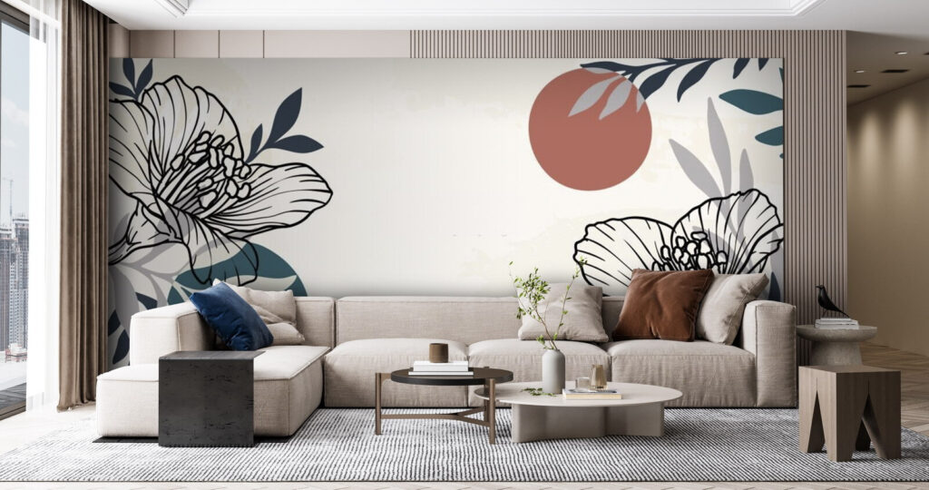 White background with black and white flowers and leaves u71814pib2 1024x540 - White background with black and white flowers and leaves - tegory
