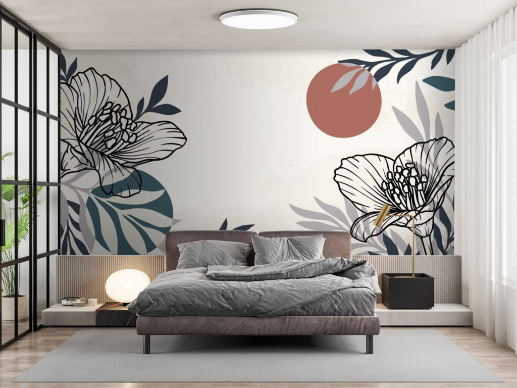 White background with black and white flowers and leaves u71814pib1 1024x768 - White background with black and white flowers and leaves - tegory