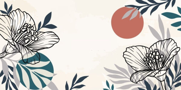 White background with black and white flowers and leaves u71814p 600x300 - White background with black and white flowers and leaves - tegory
