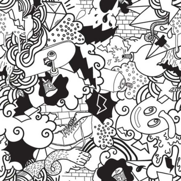 Black and white pattern of doodles Black and white pattern of doodles