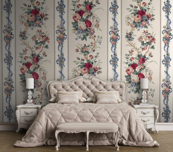 Wallpaper with flowers and ribbons Wallpaper with flowers and ribbons