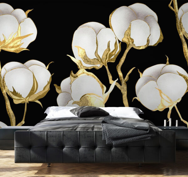 Cotton blooms on a dark backdrop u71644pib1 600x566 - Cotton blooms on a dark backdrop - tegory