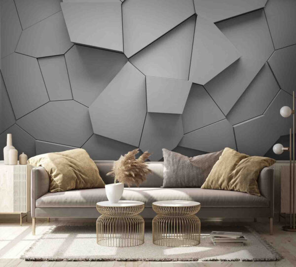 White wall with many irregular shapes