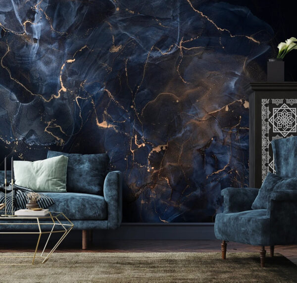 Midnight marbled with copper veins. Midnight marbled with copper veins.