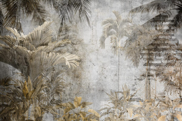 Palm trees on a concrete wall Palm trees on a concrete wall