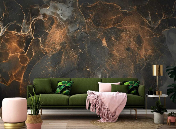 Black and orange marbled surface Black and orange marbled surface