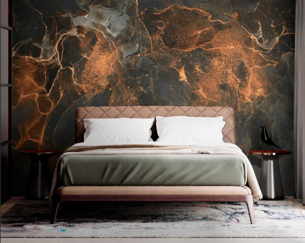 Black and orange marbled surface Black and orange marbled surface